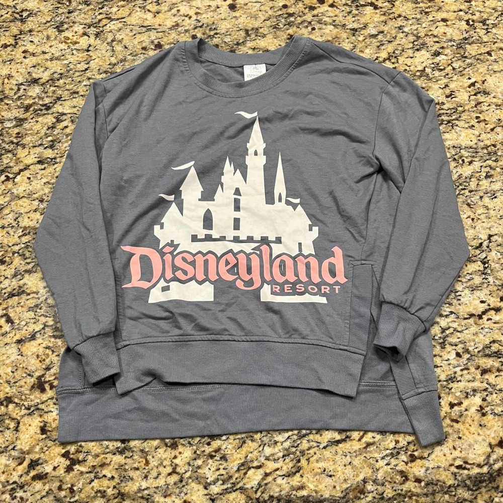 Disney Parks Disneyland Resort Castle Sweatshirt Gray Pink High Low Womens XS